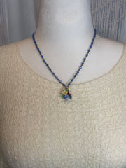 Mini Pansy Porcelain Cluster Dangle Necklace by Gina