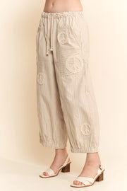 Peace Sign Pinstripe Palazzo Pants by Davi & Dani Robin Boutique