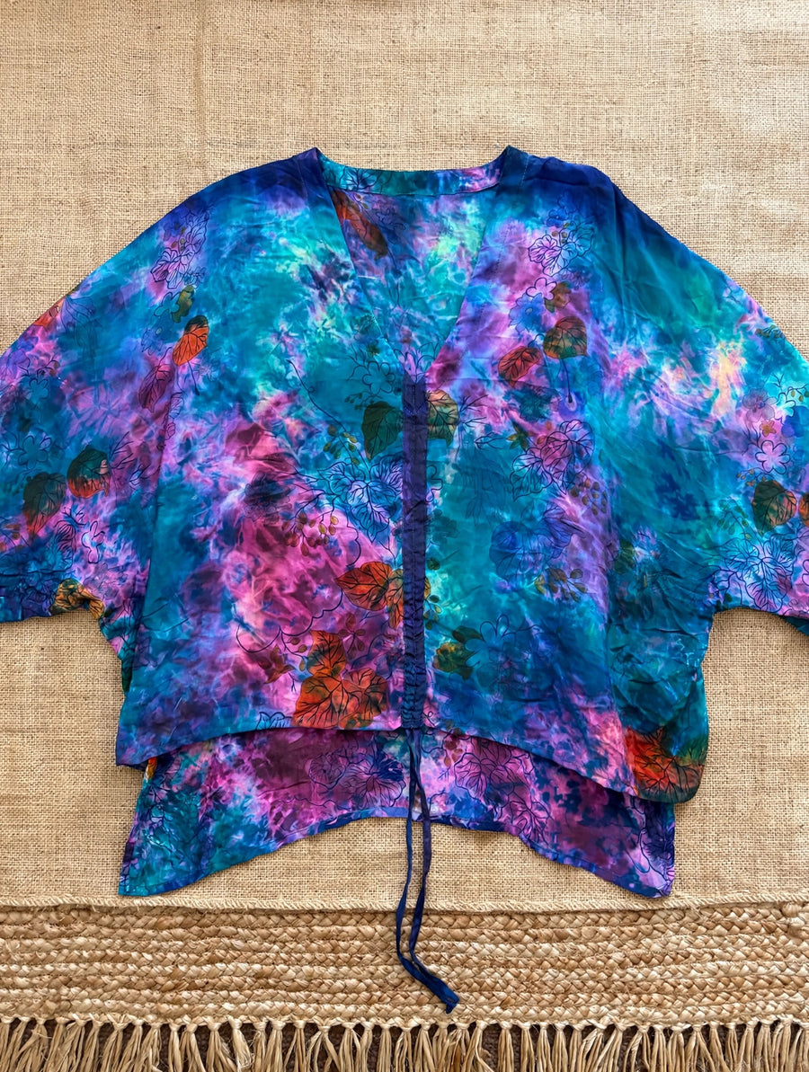 Crepe Sari Hi Lo Butterfly Top #020 by Kantha Bae