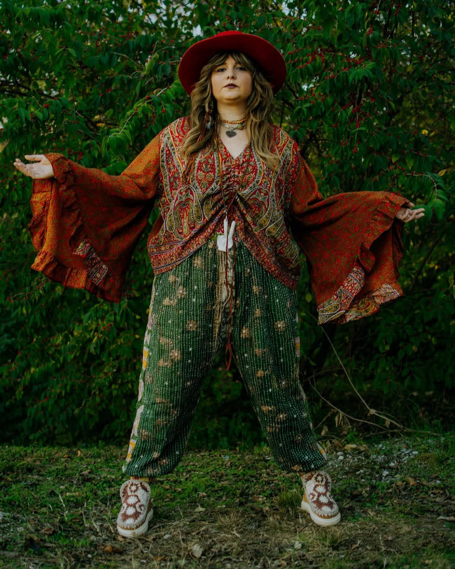 Bell Sleeve Butterfly Top #45 by Kantha Bae