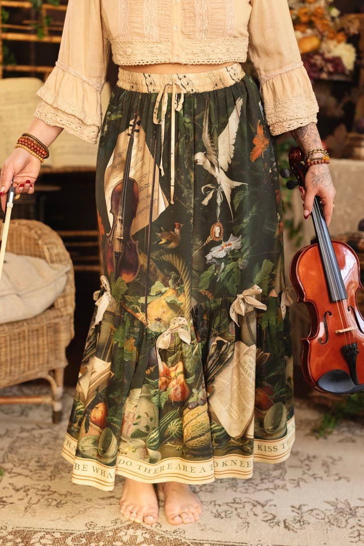 Additional view of Labour of Love Maxi Length Atelier Skirt with florals & violin from Robin Boutique.