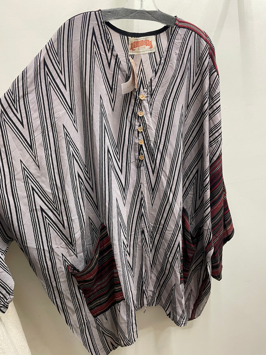Crepe Sari Gaia Split Tunic #200 by Kantha Bae