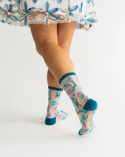 Pisces Zodiac Shimmer Sheer Crew Sock
