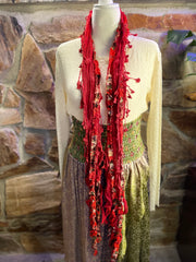 Boho Mixed Tassel Handmade Scarf Necklace