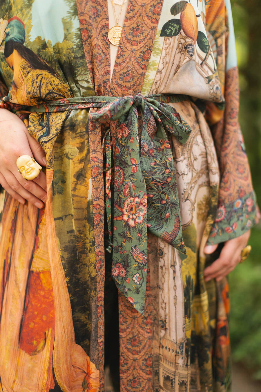 Secret Garden Opera Duster Kimono Robe w/ Swan, Fan