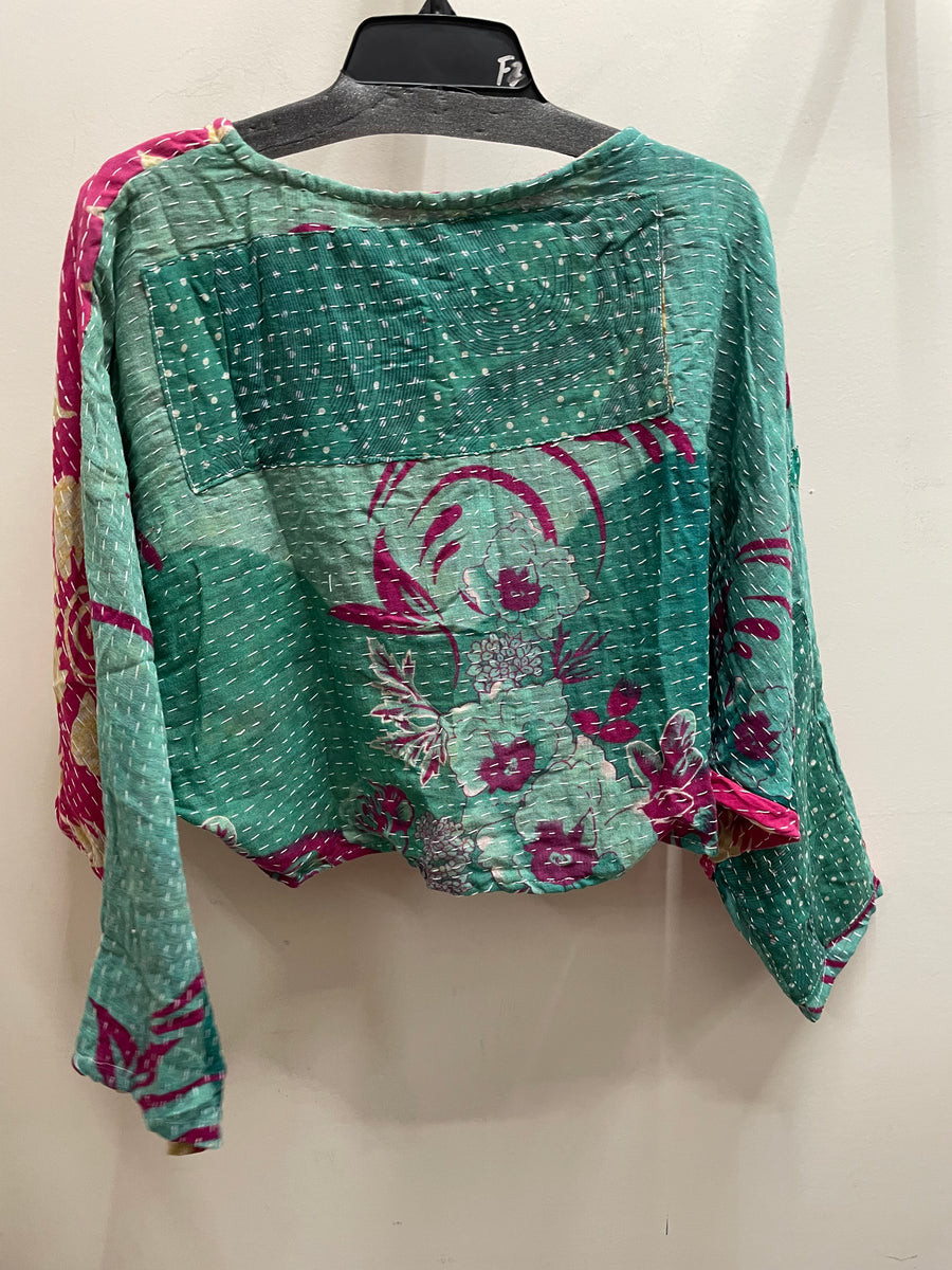 Pareo Kantha In Bloom Cropped Pullover #061 by Kantha Bae
