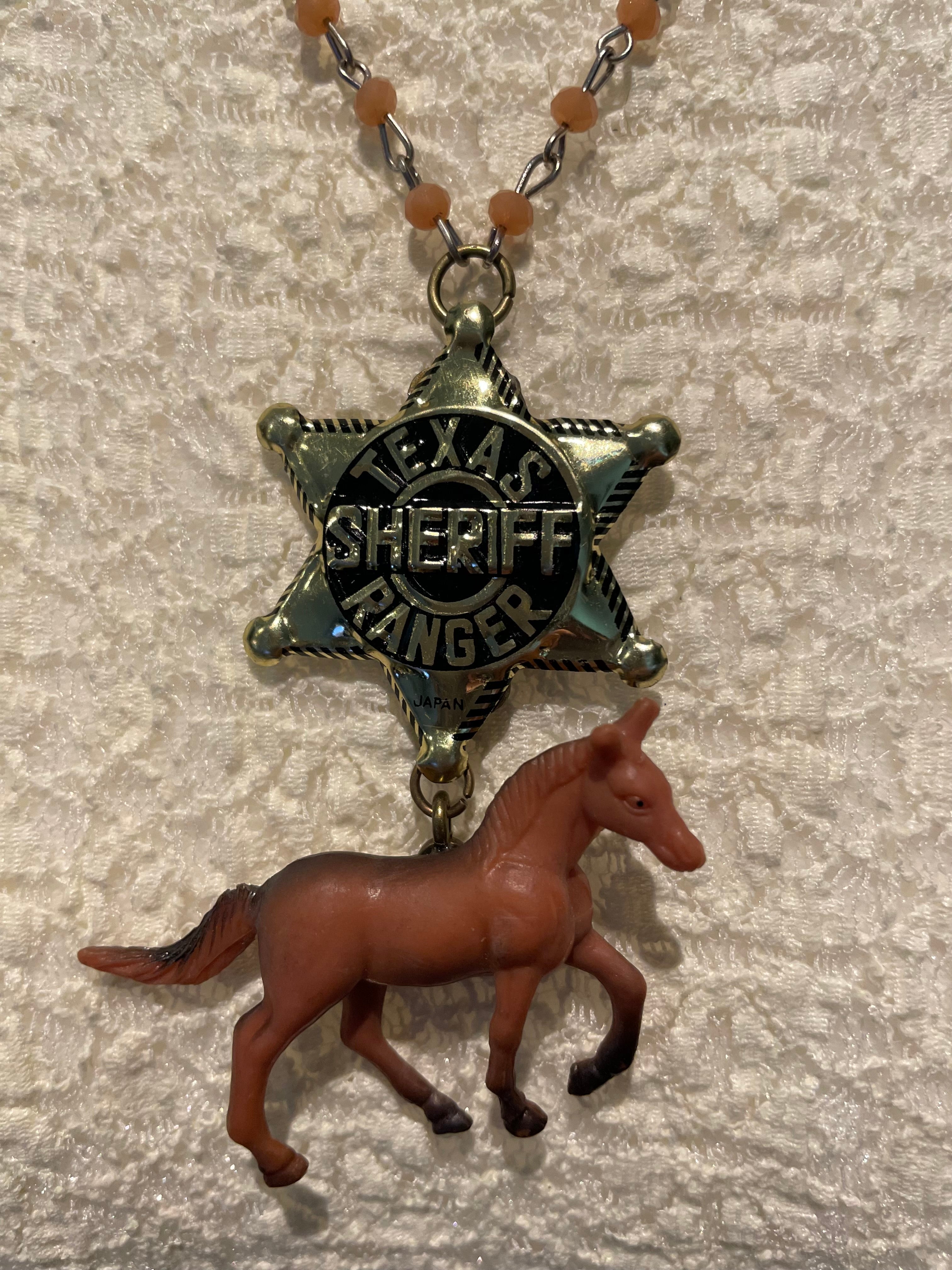 Additional view of Sheriff Star w/Horse Charm Necklace by Gina from Robin Boutique.