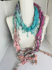 Boho Mixed Tassel Handmade Scarf Necklace