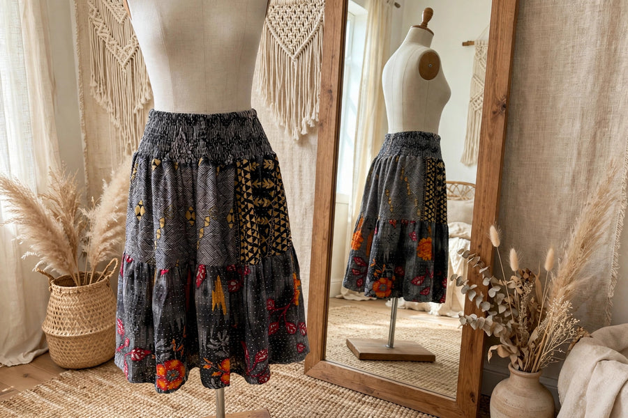 Pareo Kantha Meadow Skirt #068 by Kantha Bae