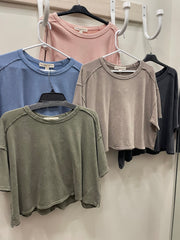 Mineral Washed Cropped Short Sleeve Tee by Rae Mode
