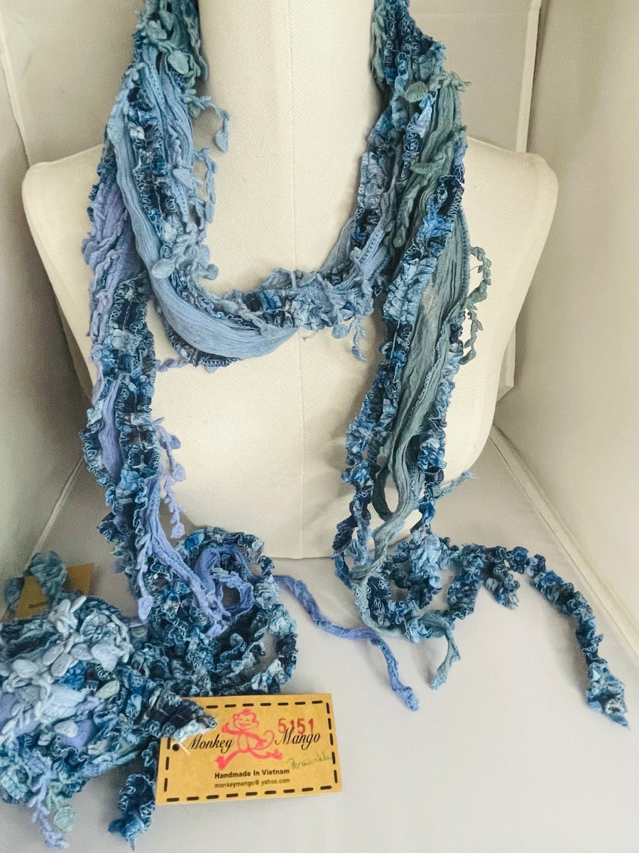 Boho Mixed Tassel Handmade Scarf Necklace