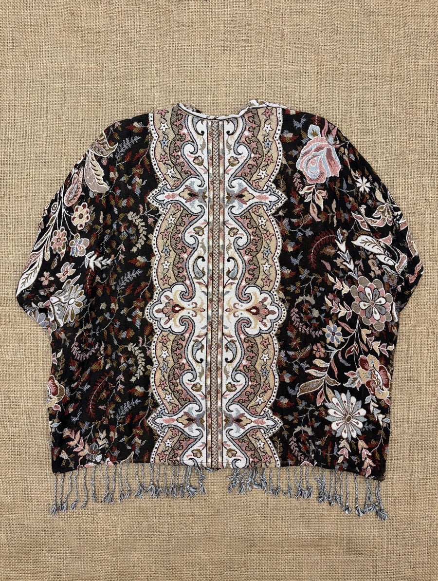 Reversible Tapestry Fringe Short Jacket