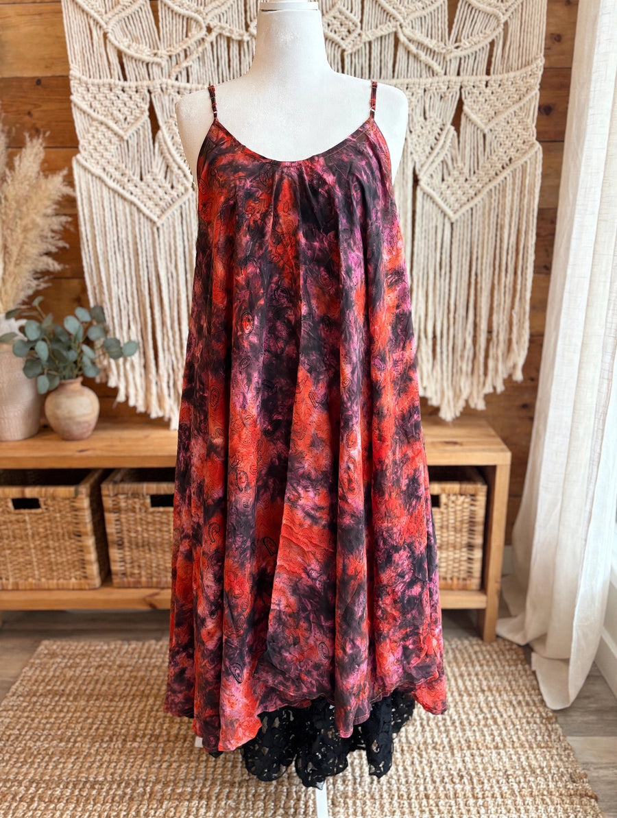 Crepe Sari Moonchild Slip Dress #249 by Kantha Bae
