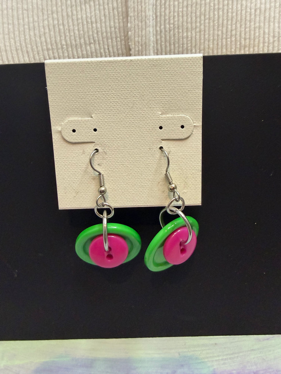 Watermelon Stacked Button Earrings by The Vintage Jewel