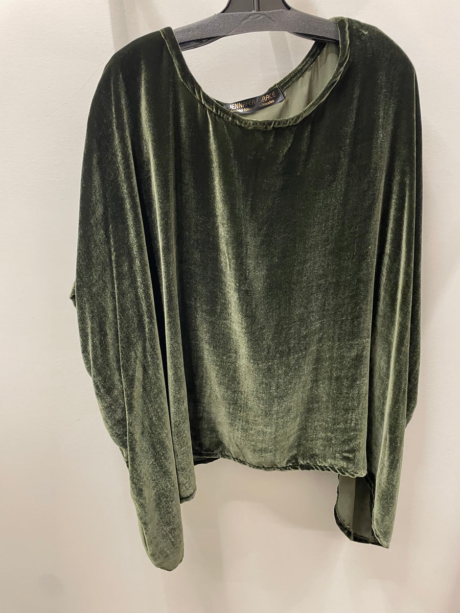 Olive Silk Velvet Scarf Top