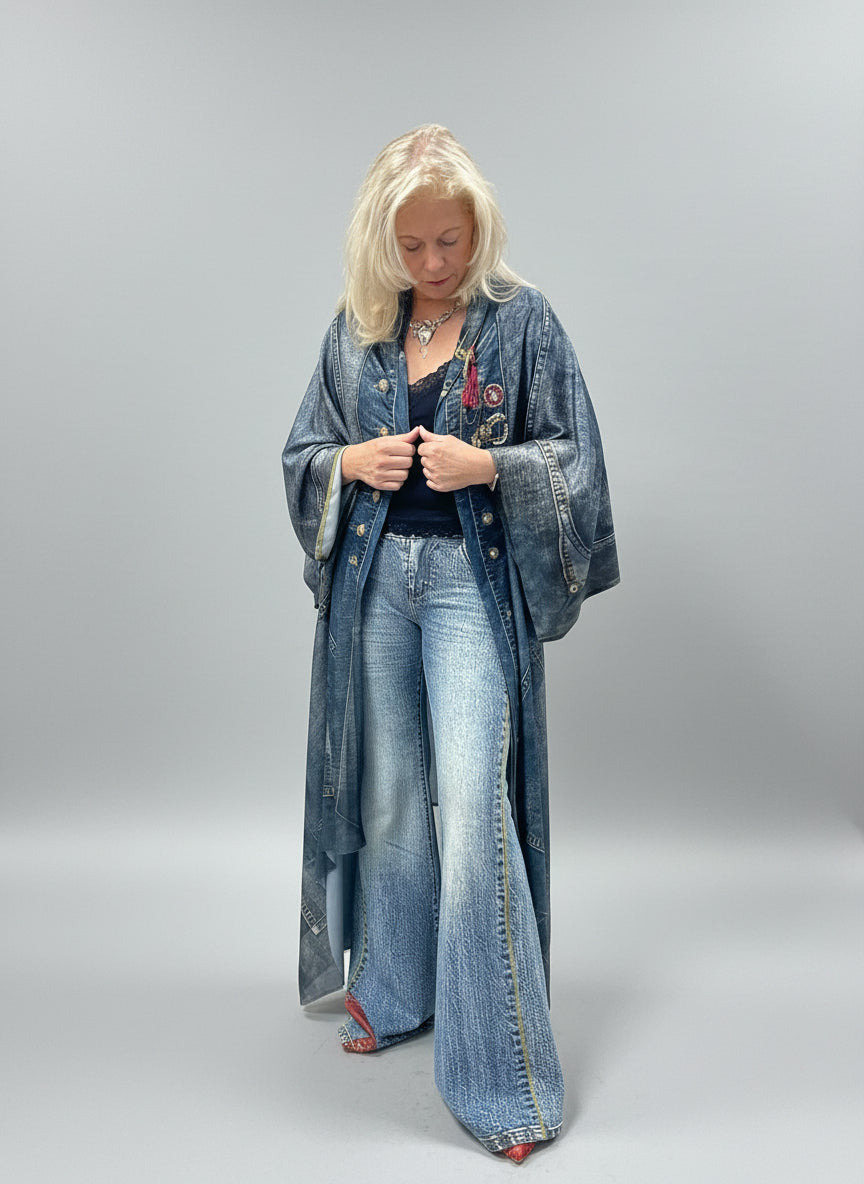 IPNG Design Hanky Pants in Illusion Printed Look-Denim Robin Boutique