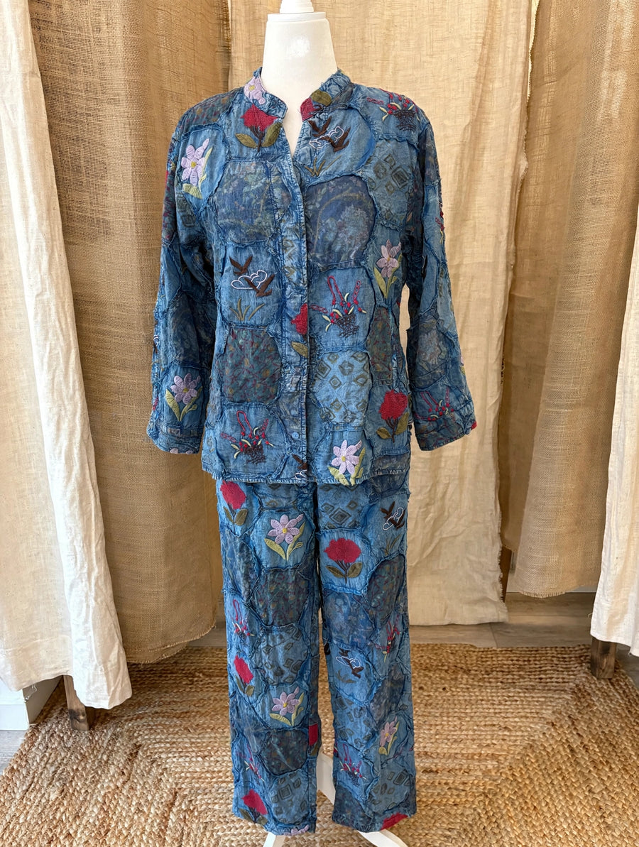 Garden Patchwork Denim Pants by The Paper Lace
