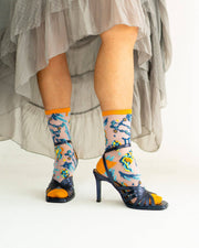 Gemini Zodiac Shimmer Sheer Crew Sock