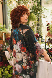 Flight of Fancy Opera Duster Kimono Robe Hummingbird Print