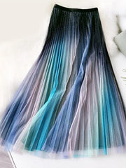 Iridescent Pleated Mesh Skirt by EllyNDale