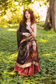 The Messenger Scarf with Joan of Arc, Florals & Fox