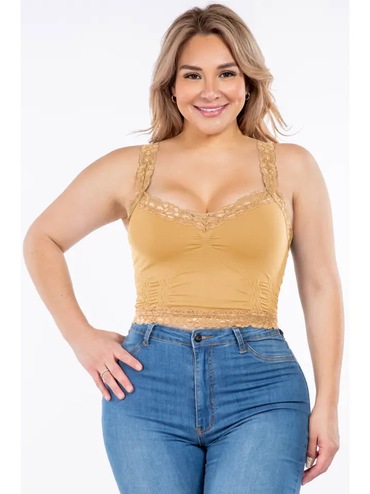 Seamless Laced Cami Bralette in Amber Gold by M. Rena