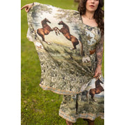 Born To Run Scarf with Wild Horse & Floral Print by Market of Stars Robin Boutique