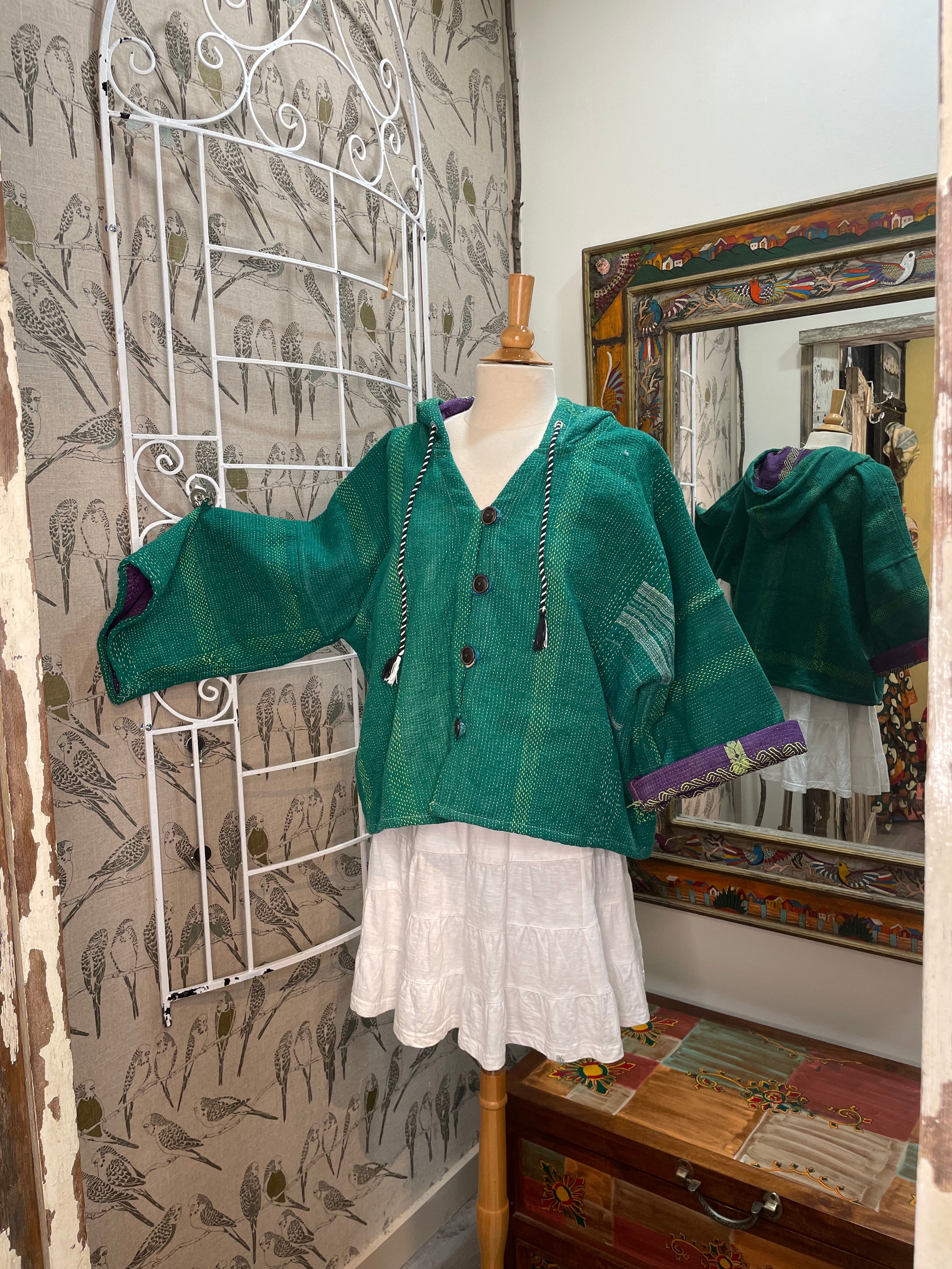 Half Moon Cropped Hooded Jacket #14 by Kantha Bae