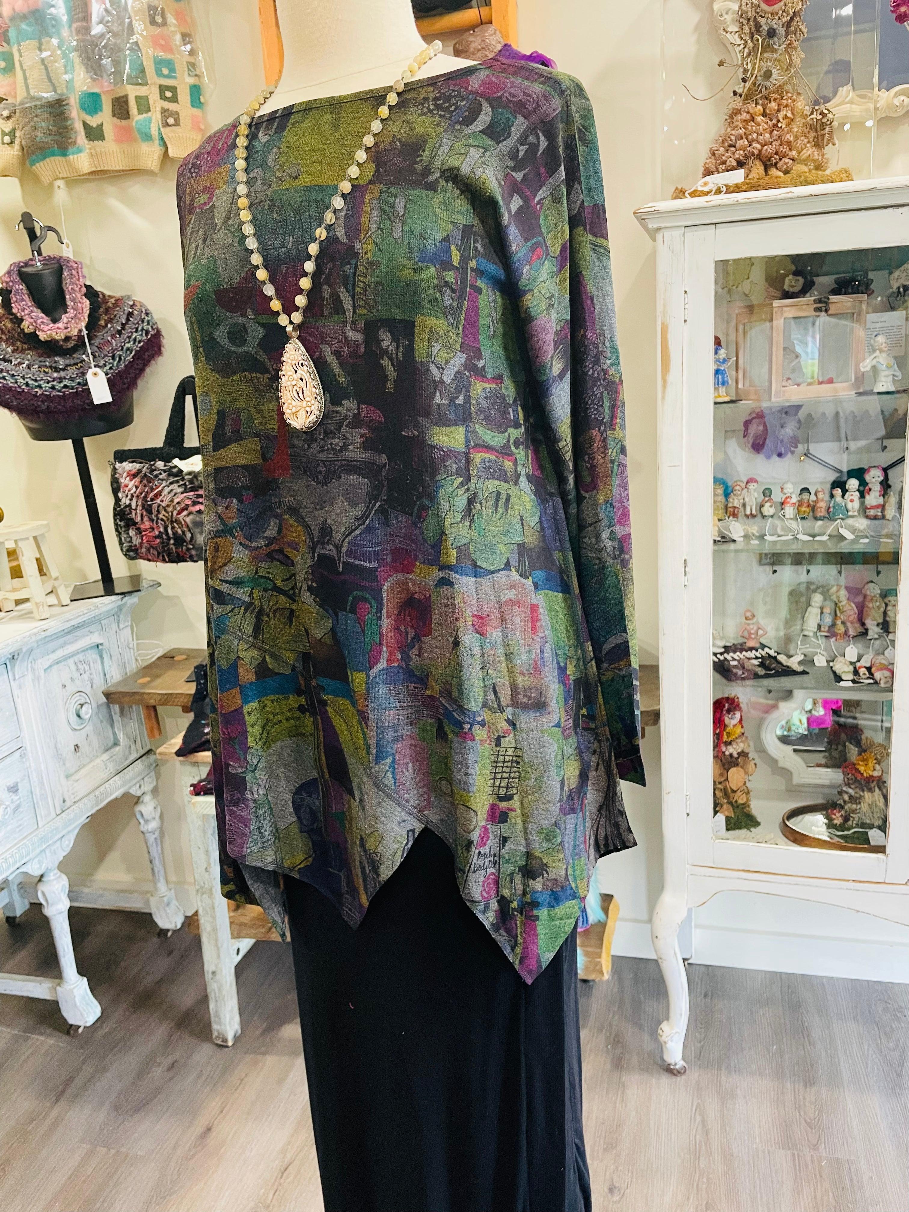 Crew Neck Zigzag Top in Lux Print by Inoah - Robin Boutique-Boutique 