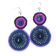 Beaded macrame dangle double round earring- Purple Midnight by KVZ Robin Boutique
