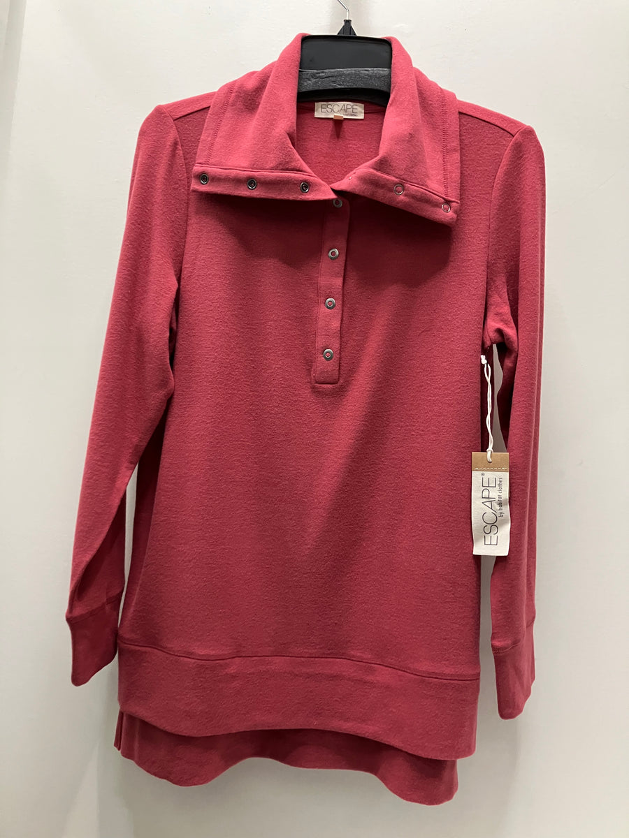 Butter Rib Knit Snuggly Snap To It Pullover by Escape