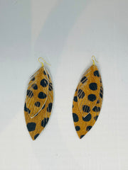 Leather Double Feather Earrings