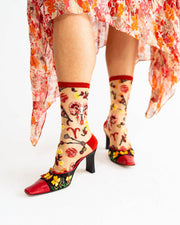 Aries Zodiac Shimmer Sheer Crew Sock