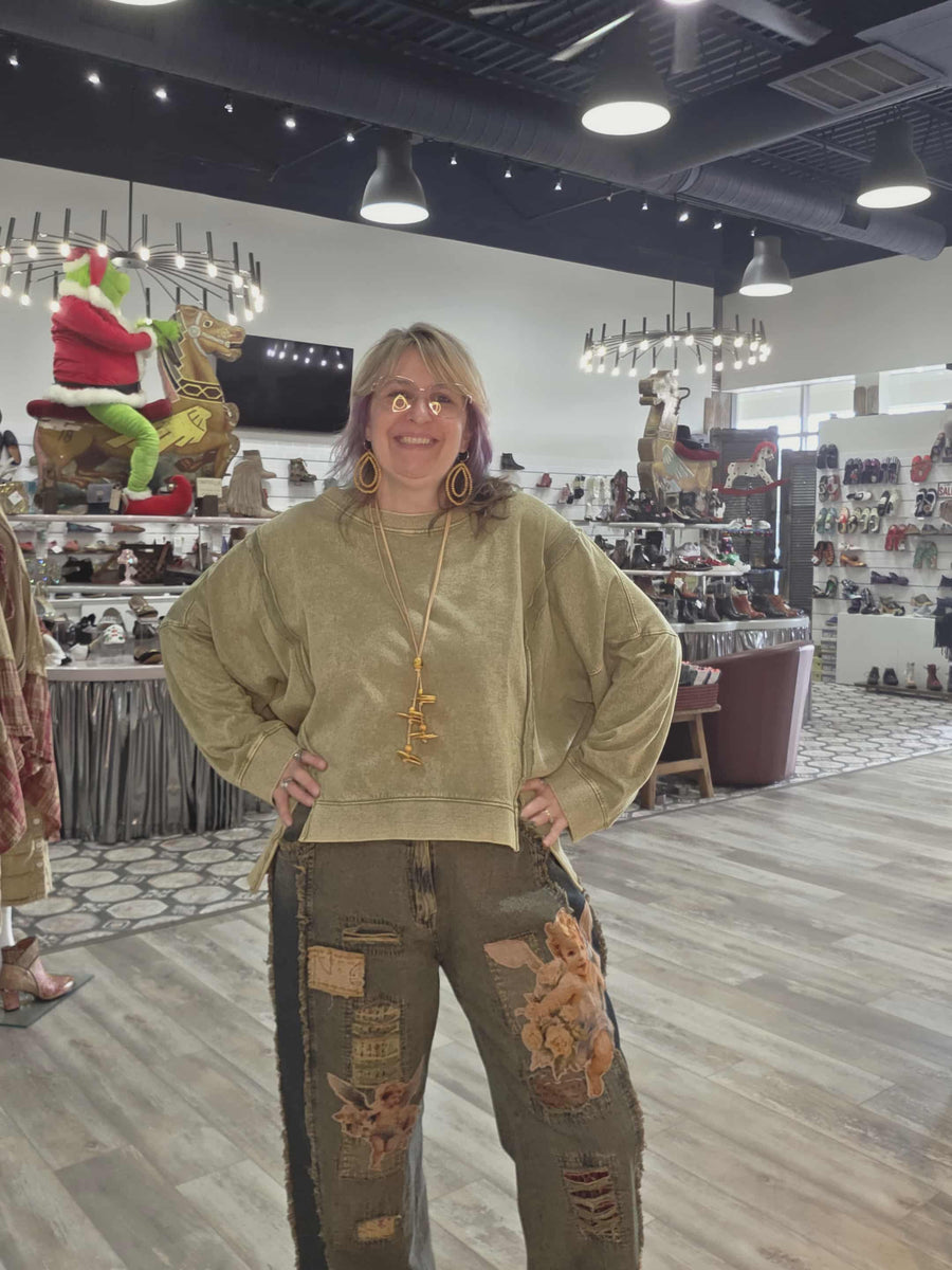 Cozy Drift Boxy Wide Neck Sweatshirt by Paper Lace