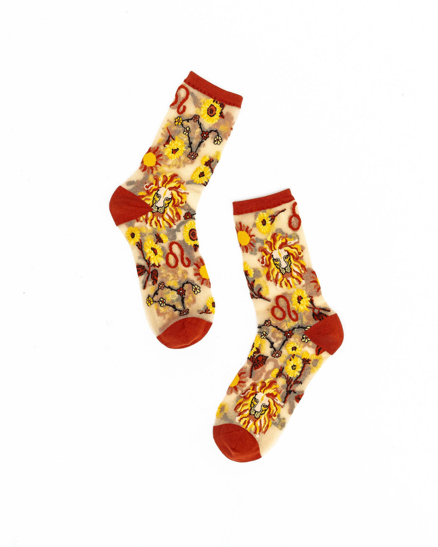 Leo Zodiac Shimmer Sheer Crew Sock