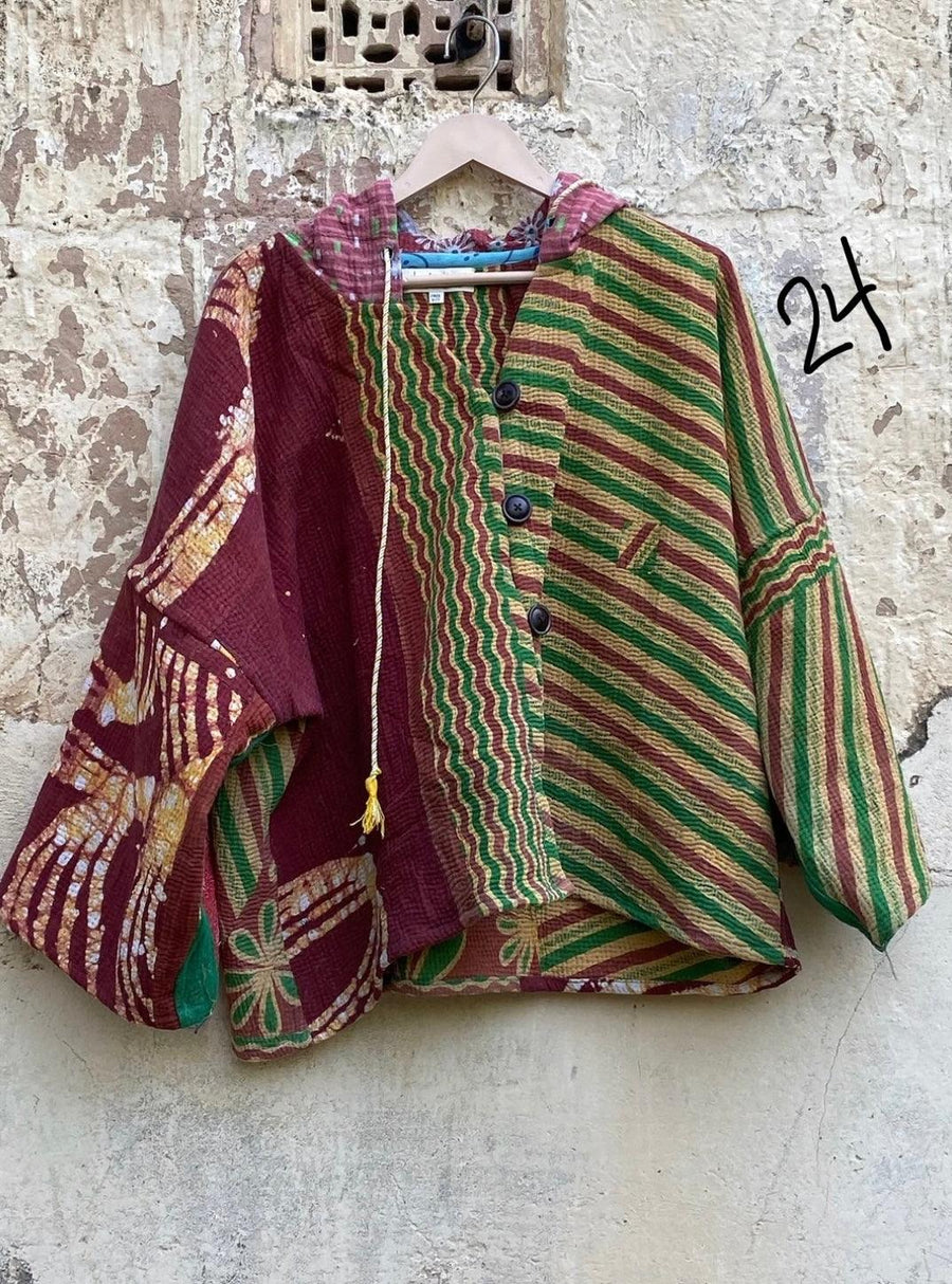 Half Moon Cropped Hooded Jacket by Kantha Bae - Robin Boutique-Boutique 