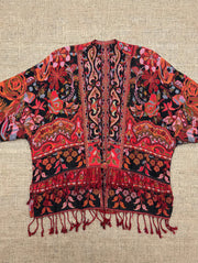 Reversible Tapestry Fringe Short Jacket