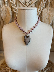 Rose Quartz Wolf Necklace by Tara Gasparian