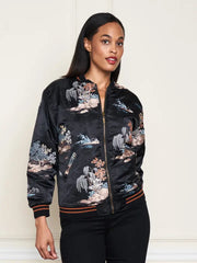 Satin Jacquard Embroidered Bomber Jacket by Paparazzi Robin Boutique
