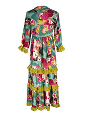 Fuchsia Fae Velvet Ruffle Maxi Dress