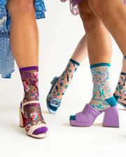 Pisces Zodiac Shimmer Sheer Crew Sock