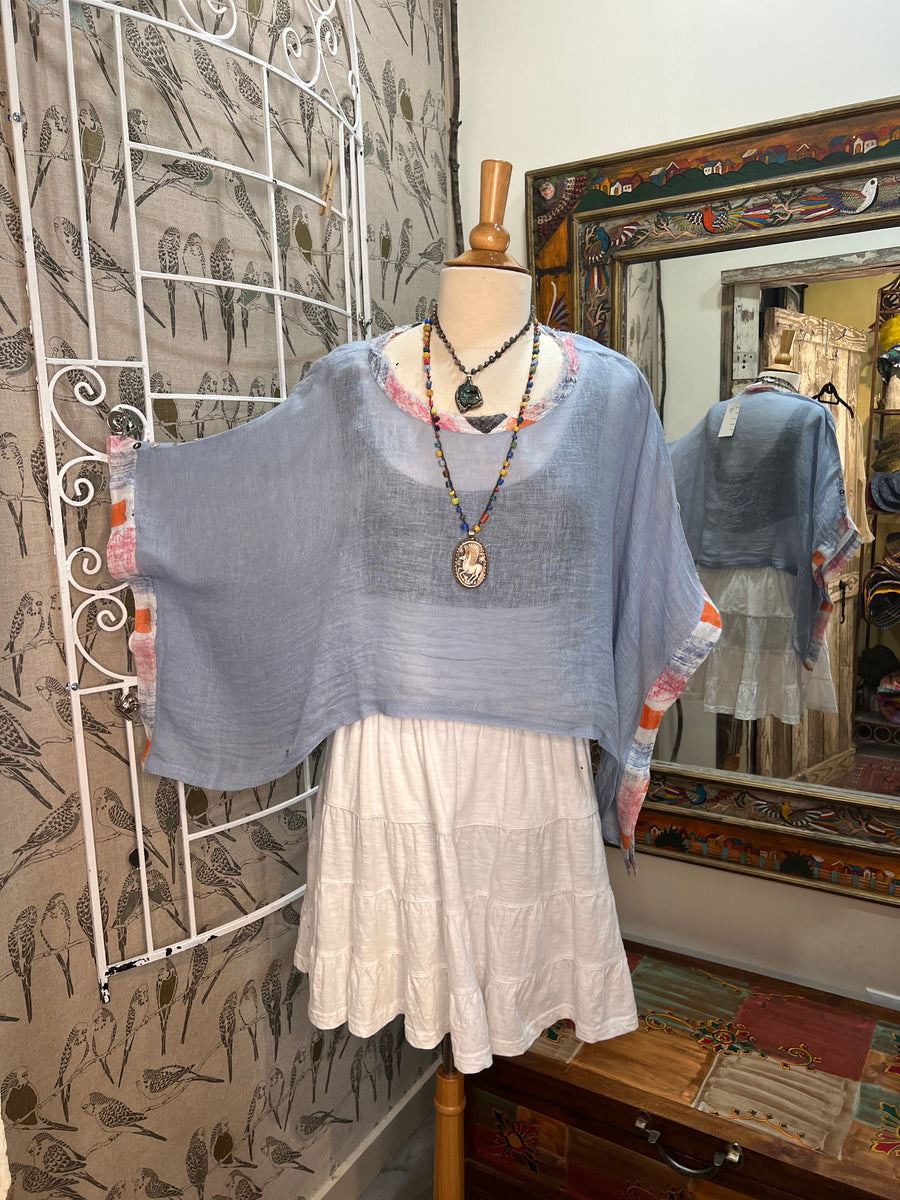 Gauze/Linen Mixed Poncho by Paper Lace
