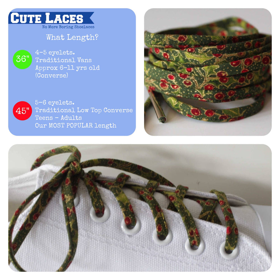 Holiday Christmas Cute Shoe Laces for Adults & Kids Robin Boutique