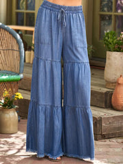 Denim Tencel Tiered Pant by Paparazzi