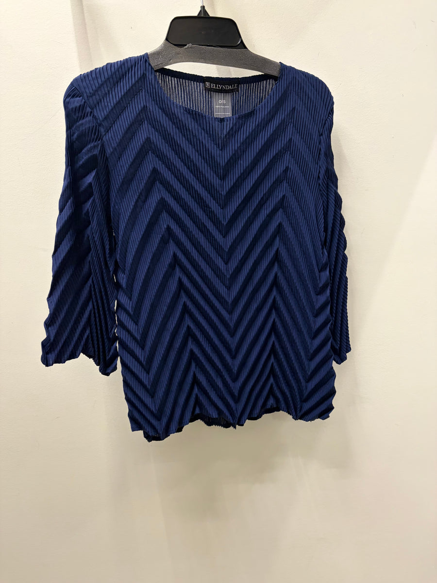 Bell Sleeve Pleated Chevron Top by EllyNDale