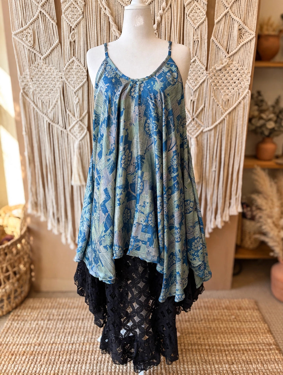 Rasgulla Sari Moonchild Mini Dress #063 by Kantha Bae
