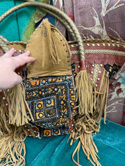 Upcycled Embroidered Market Studded Tote by Kantha Bae - Robin Boutique-Boutique 