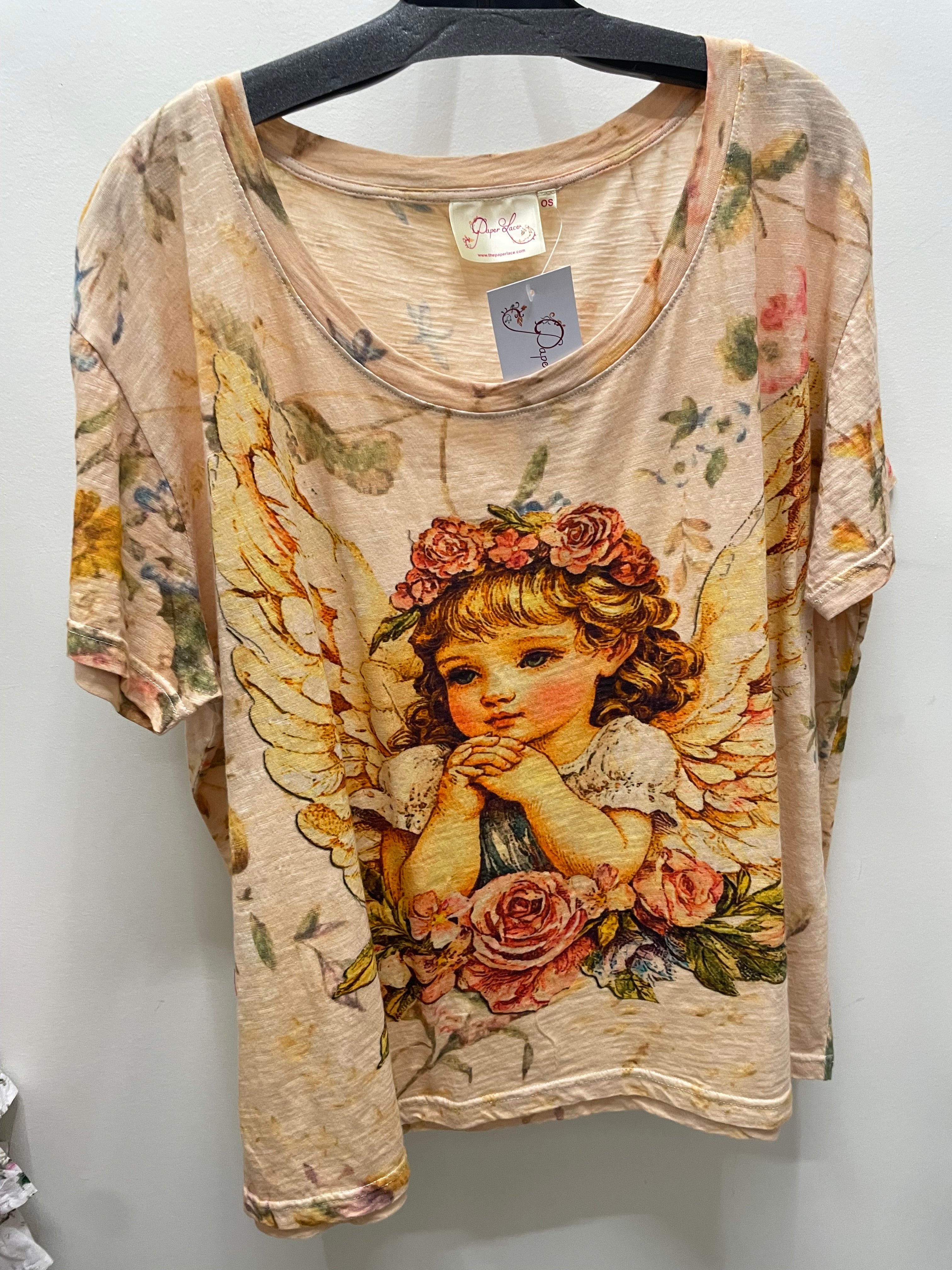 Driftwood Day Tee in Floral Angel Print by Paper Lace