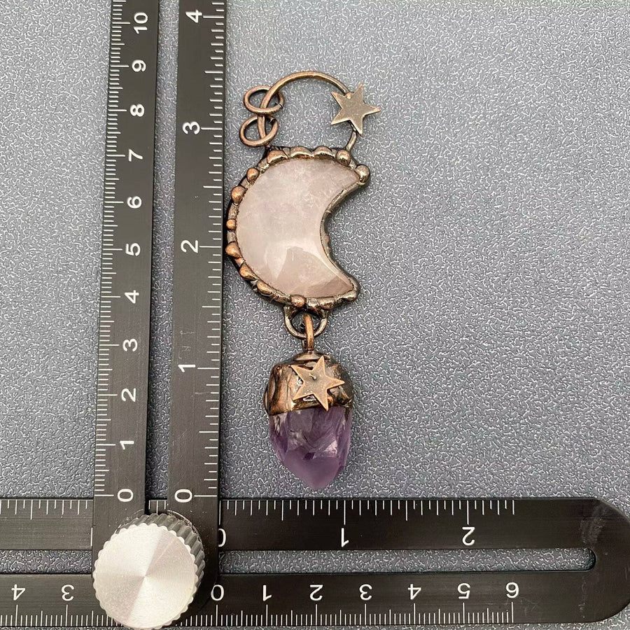 Moon Shape Natural Stone Crafts Charm Pendant