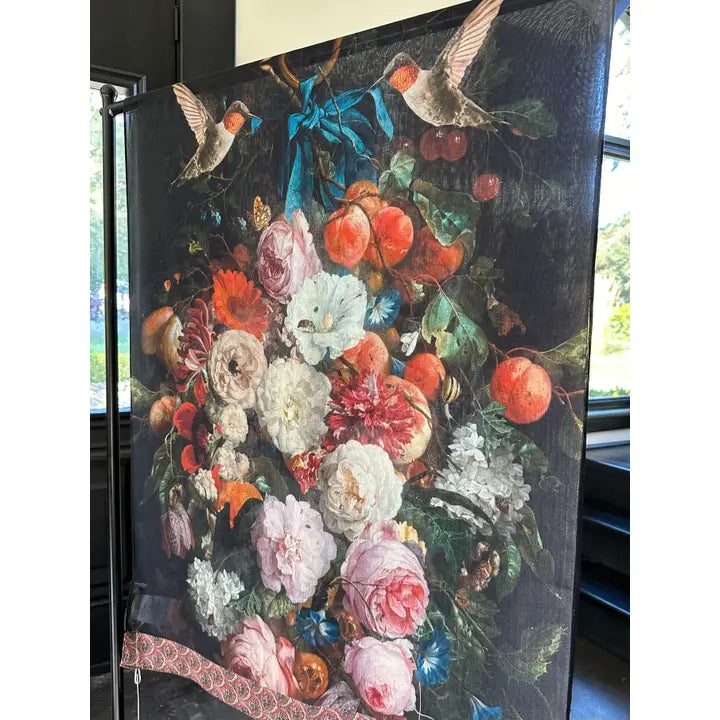 Flight of Fancy Scarf with Hummingbirds a& Floral by Market of Stars Robin Boutique